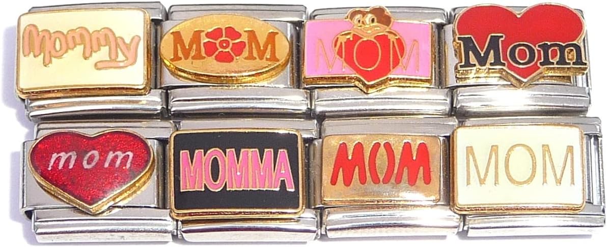 Set of 8 Mom Italian Charms