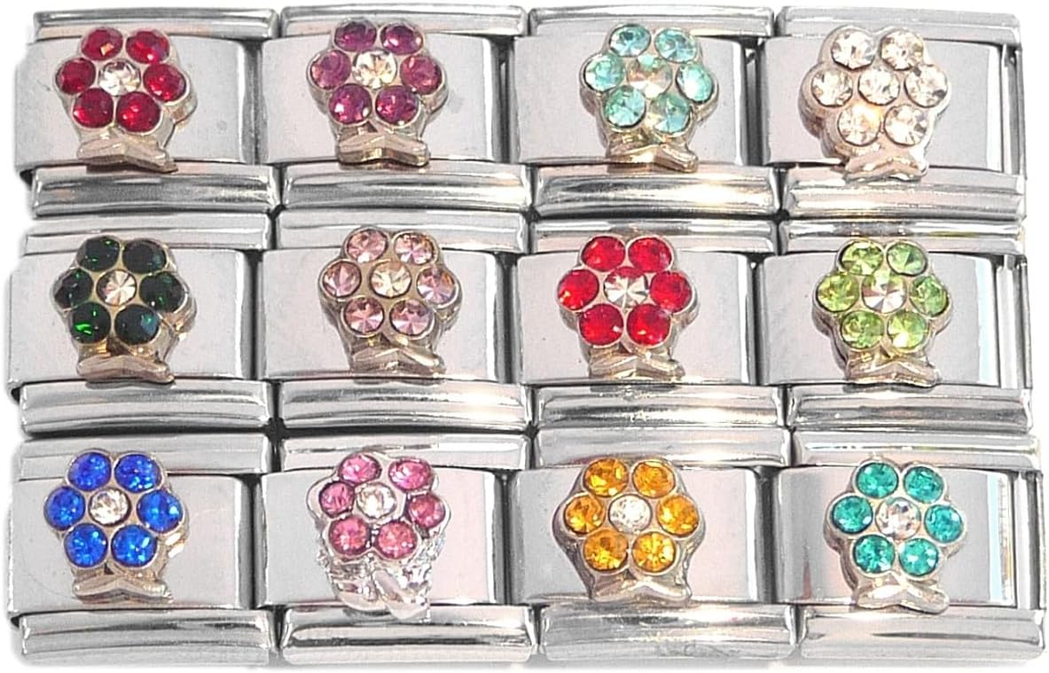 Set of 12 Flower Italian Charms