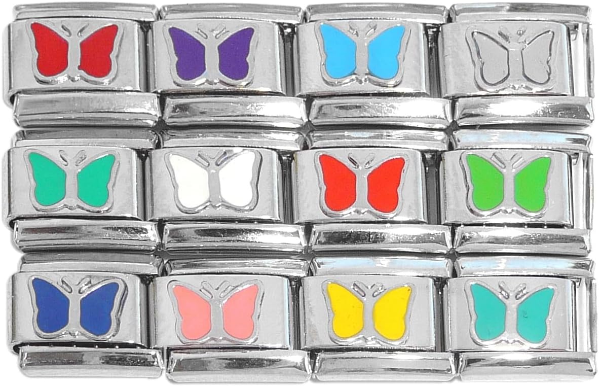 Set of 12 Butterfly Italian Charms